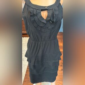 Black Ruffle Tiered Dress Sleeveless Goth Preppy Mini Size 10 Madison